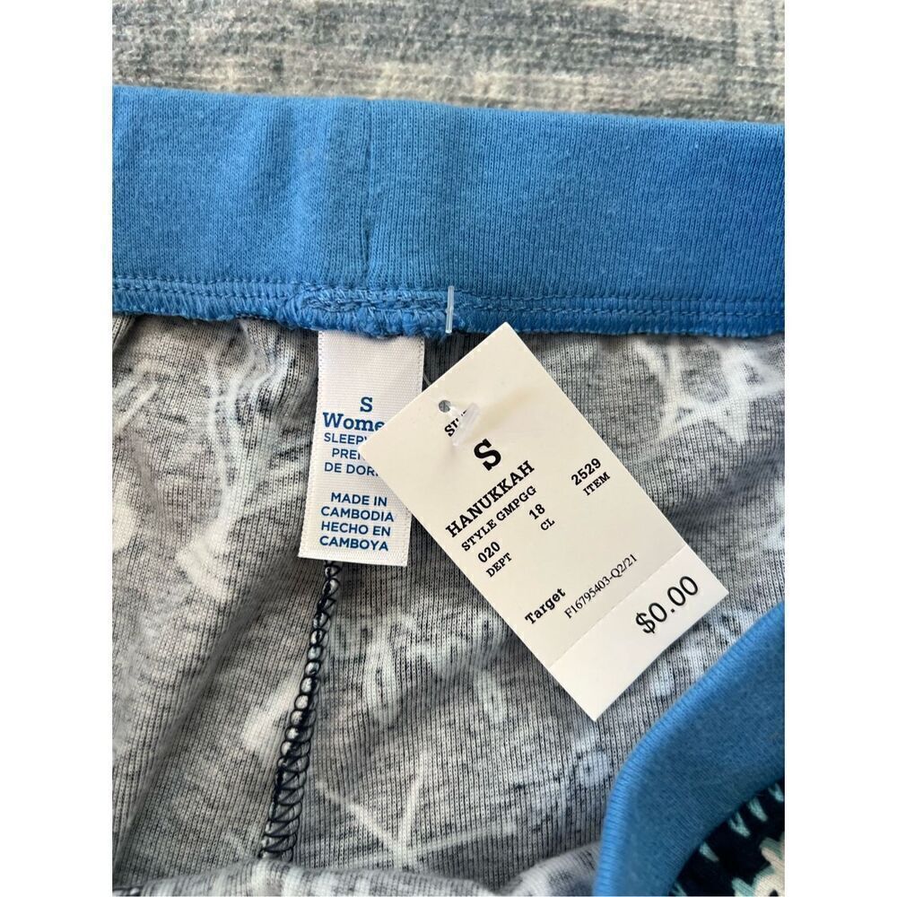 New! Blue White Hannukah Print Pajama Pants Women's Small - Picture 3 of 6